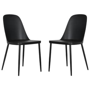 Arta Duo Black Plastic Seat Dining Chairs In Pair