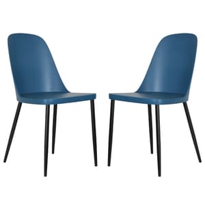 Arta Duo Blue Plastic Seat Dining Chairs In Pair