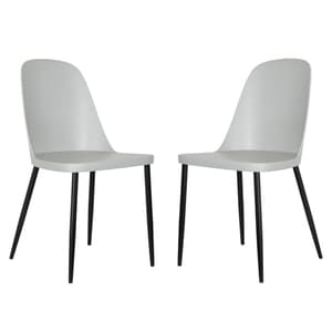 Arta Duo Light Grey Plastic Seat Dining Chairs In Pair