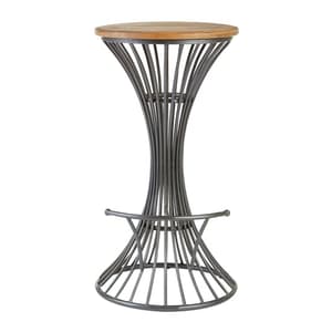 Ashbling Wooden Bar Stool With Metal Frame In Natural