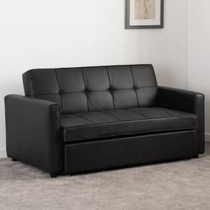 Annecy Faux Leather Sofa Bed In Black
