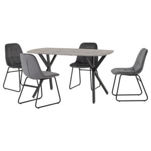 Alsip Concrete Effect Dining Table With 4 Lyster Grey Chairs