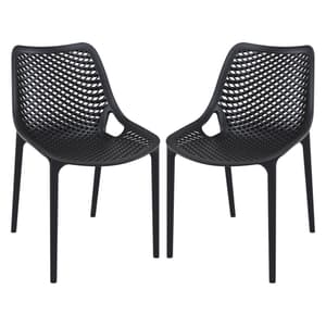 Aultas Outdoor Black Stacking Dining Chairs In Pair