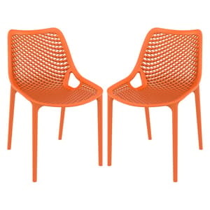 Aultas Outdoor Orange Stacking Dining Chairs In Pair
