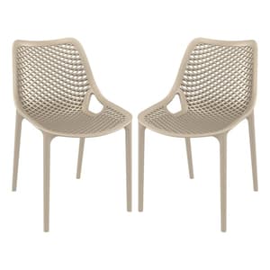 Aultas Outdoor Taupe Stacking Dining Chairs In Pair