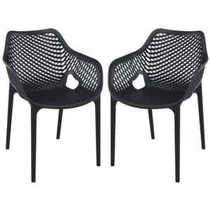 Aultos Outdoor Black Stacking Armchairs In Pair