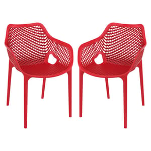 Aultos Outdoor Red Stacking Armchairs In Pair