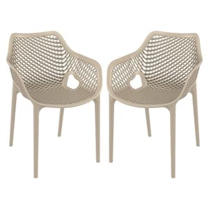 Aultos Outdoor Taupe Stacking Armchairs In Pair