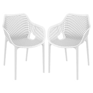 Aultos Outdoor White Stacking Armchairs In Pair