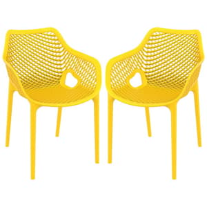 Aultos Outdoor Yellow Stacking Armchairs In Pair