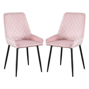 Avah Baby Pink Velvet Dining Chairs In Pair