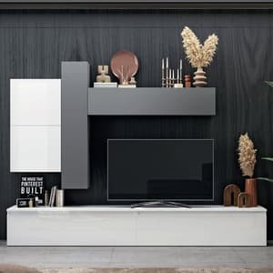 Avon High Gloss Entertainment Unit In White And Slate Effect