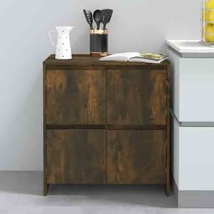 Axton Wooden Storage Cabinet With 4 Doors In Smoked Oak