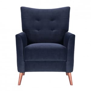 Baron Velvet Occasional Lounge Chair In Midnight Blue