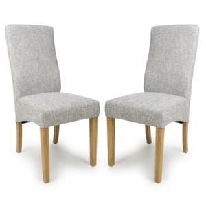 Basey Grey Weave Fabric Dining Chairs In Pair