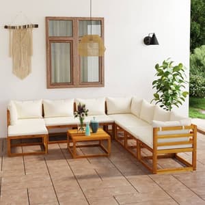Basile Solid Wood 9 Piece Garden Lounge Set With Cream Cushions