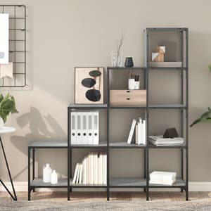 Belper Wooden Bookcase With 10 Shelves In Grey Sonoma