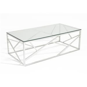 Betty Glass Coffee Table With Polished Stainless Steel Base