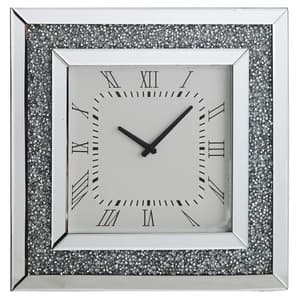 Brompton Modern Mirrored Glass Wall Clock With Crystals