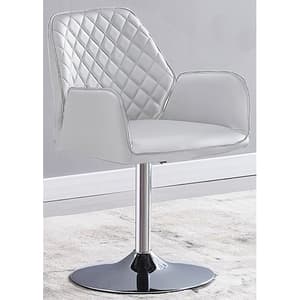 Bucketeer Faux Leather Dining Chair In White with Swivel Action