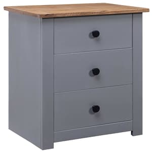 Bury Wooden Bedside Cabinet With 3 Drawers In Grey And Brown