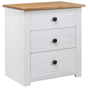 Bury Wooden Bedside Cabinet With 3 Drawers In White And Brown
