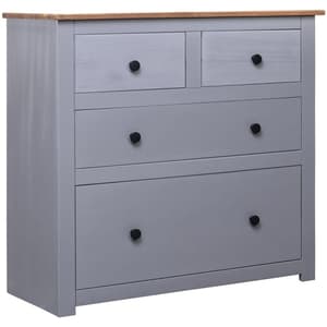 Bury Wooden Chest Of 4 Drawers Tall In Grey And Brown