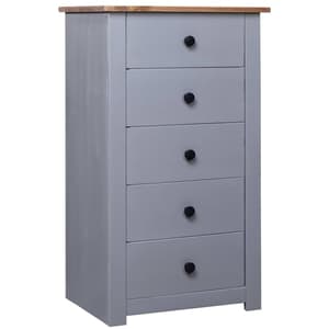 Bury Wooden Chest Of 5 Drawers Tall In Grey And Brown