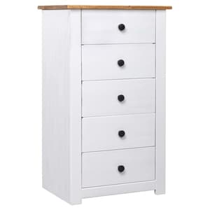 Bury Wooden Chest Of 5 Drawers Tall In White And Brown