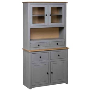 Bury Wooden Display Cabinet With 4 Doors In Grey And Brown