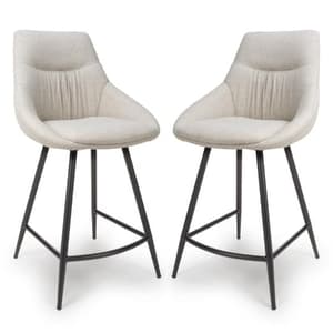 Buxton Natural Counter Fabric Bar Chairs In Pair