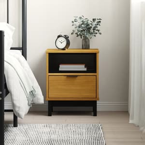 Buxton Wooden Bedside Cabinet With 1 Drawers In Brown Black