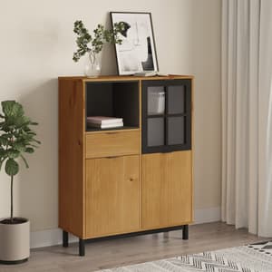 Buxton Wooden Highboard With 2 Doors 1 Drawer In Brown Black