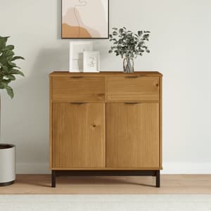 Buxton Wooden Sideboard With 2 Doors 2 Drawers In Brown Black