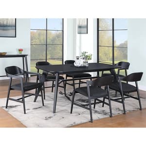 Cairo Extending Wooden Dining Table With 6 Chairs In Black