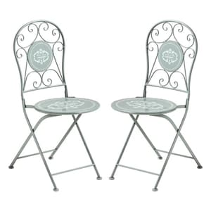 Calderon Outdoor Grey Metal Seating Chairs In Pair