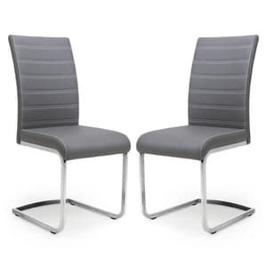 Conary Grey Leather Cantilever Dining Chair In A Pair