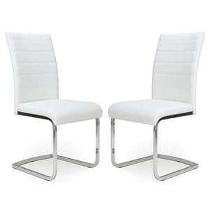 Conary White Leather Cantilever Dining Chair In A Pair
