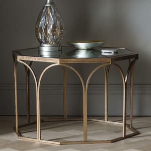 Canterbury Octagonal Clear Glass Coffee Table In Gold