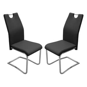 Capella Black Faux Leather Dining Chair In Pair