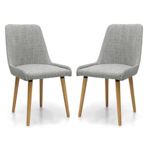 Chioa Flax Effect Grey Weave Dining Chairs In Pair