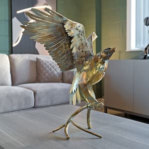 Carlton Iron Eagle Sculpture In Rustic gold