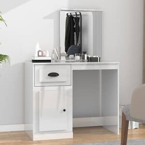 Carpi High Gloss Dressing Table With Mirror In White