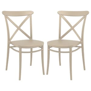 Carson Taupe Polypropylene And Glass Fiber Dining Chairs In Pair
