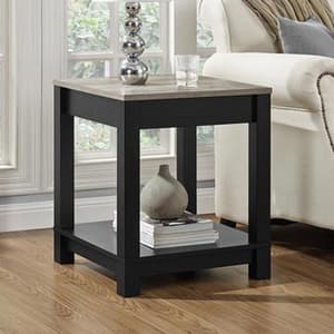 Carvers Wooden End Table In Black And Oak