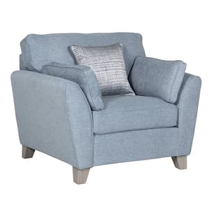 Castro Fabric 1 Seater Sofa In Blue With Cushions