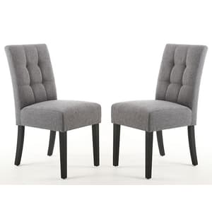 Mendoza Dining Chair In Steel Grey With Black Legs In A Pair