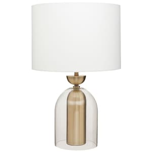 Cikra White Fabric Table Lamp With Glass And Brass Base