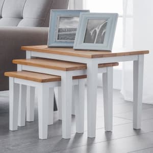 Cadee Set Of 3 Wooden Nesting Tables In White And Oak