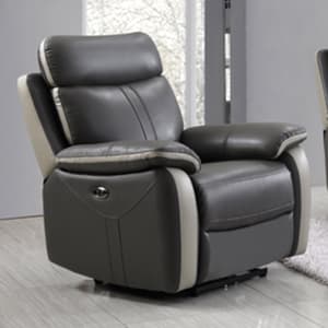 Colon Electric Leather 1 Seater Sofa In Dual Tone Dark Grey